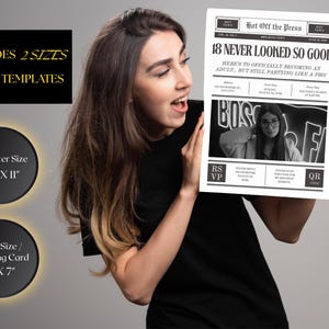 Birthday Newspaper Invitation Template | Editable Canva Newspaper | Photoshoot Newspaper | Printable Birthday Invite | DIY Newspaper Card