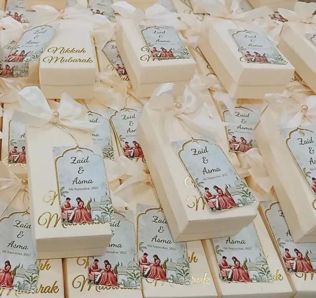 Personalized Nikkah Mubarak Favor Box | Custom Muslim Wedding Gift Box ...
