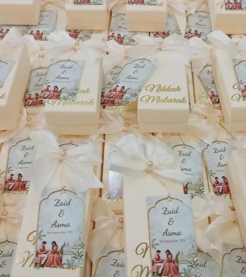 Personalized Nikkah Mubarak Favor Box | Custom Muslim Wedding Gift Box ...