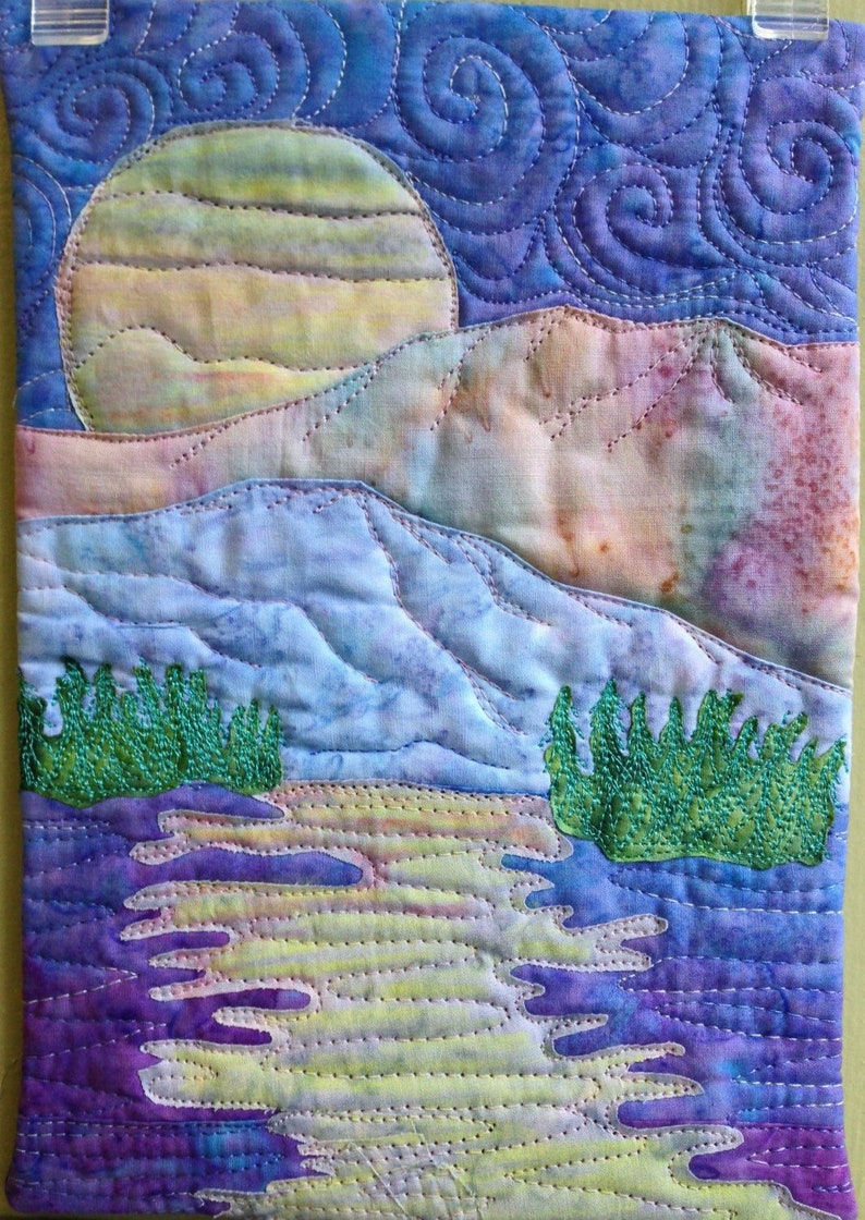 Easy Landscape Art Quilt Pattern Tutorial Moon Over the Etsy
