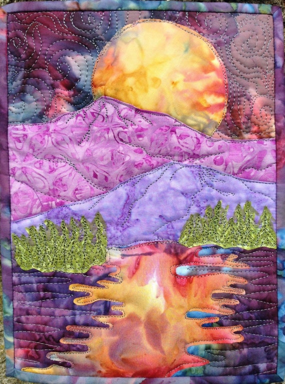 Easy Landscape Art Quilt Pattern Tutorial Moon Over the Etsy