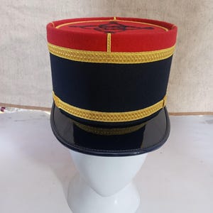 Replica French Army Officer Kepi Hat – Red & Black Military Cap with Gold Braid