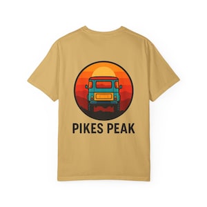 Pikes Peak Mountain Scene T-shirt, Colorado Travel Shirt, Off Road Adventure Tee, Sunset Graphic Top, Nature Lover Gift, Outdoor Exploration