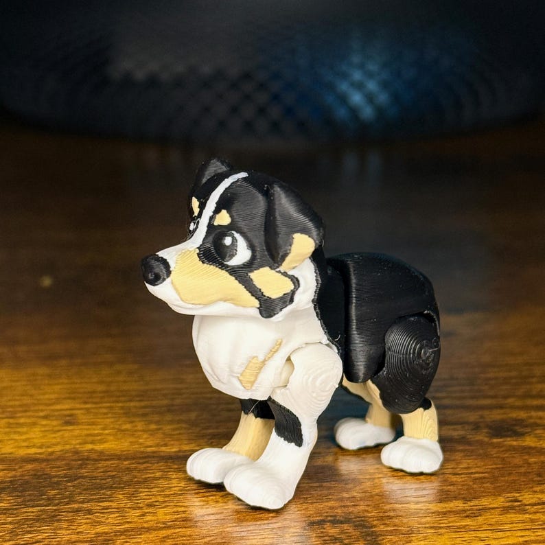 Australian Shepherd Articulated Dog Toy – Fidget Pet with Movable Joints | Bulk Discounts Black Tri