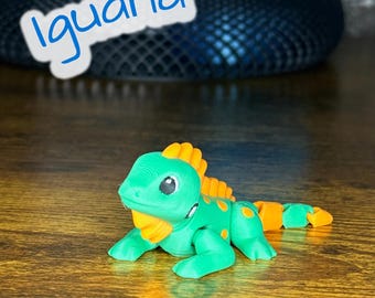 Iguana articolata stampata in 3D / Giocattolo antistress multicolore con coda flessibile e cresta dorsale / Animale domestico da scrivania snodabile a forma di rettile / Sconti per acquisti all'ingrosso
