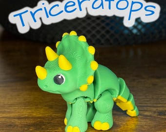 Triceratops articulado flexible: un bonito dinosaurio impreso en 3D / Regalo de triceratops con mucha diversión / Descuento por volumen