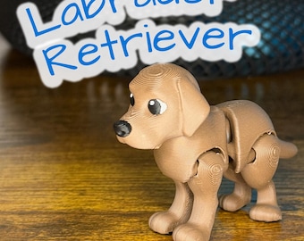 Zabawka Flexi Articulated Labrador Retriever — drukowany w 3D piesek Fidget, uroczy przedmiot kolekcjonerski, ostrzeżenie o małych częściach