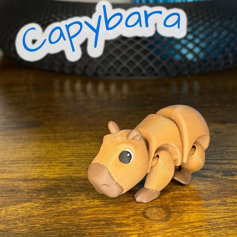 Flexi Articulated Capybara Leksak – Söt 3D-utskriven Fidget Djurpresent | Samlarobjekt | Storrabatt bild 1