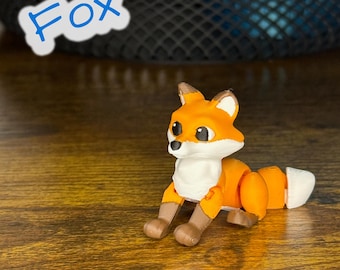 Flexi Articulated Fox – Söt 3D-utskriven leksak | Frolicky Fox Fidget Djurpresent | Storrabatt