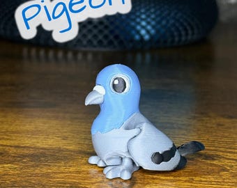 Piccione articolato stampato in 3D / Giocattolo antistress multicolore con ali e zampe snodabili / Simpatico uccellino da scrivania / Sconti per acquisti all'ingrosso disponibili
