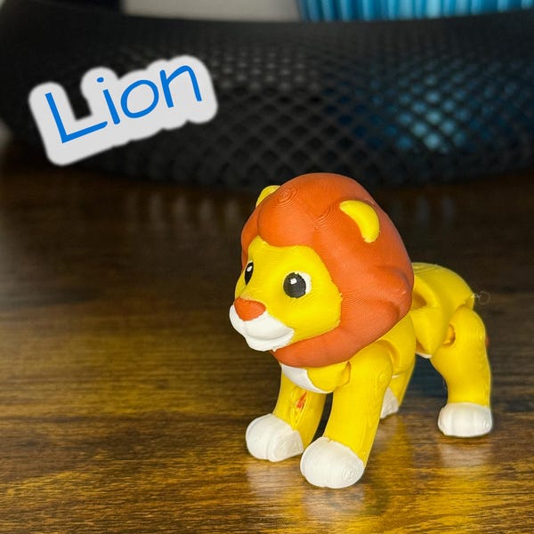 Lazy Lion – 3D-geprint flexi-fidget-speelgoed met gelede 3D-print