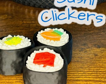 3D Printed Sushi Fidget Clickers – Sushi Roll Toy – Cute Desk Accessory for Stress Relief | Bulk Discount
