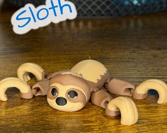 Bradipo articolato flessibile – Grazioso giocattolo stampato in 3D / Animale irrequieto da appendere o esporre / Sconto all'ingrosso