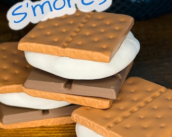 S’more Fidget Clicker – Cute 3D Printed Toy | Marshmallow Campfire Stress Relief | Bulk Discount