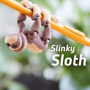 Flexi Articulated Sloth – Cute 3D Printed Toy | Slinky Sloth Fidget Animal for Hanging or Display
