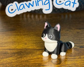 Flexi Articulated Cat – Cute 3D Printed Toy | Clawing Cat Fidget Pet Figure | Bulk Discount