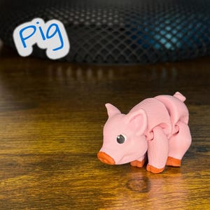 Flexi Articulated Pig – Cute 3D Printed Piggy Toy | Peppy Pig Fidget Animal Gift | Bulk Discount