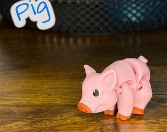 Cerdo articulado flexible: adorable juguete de cerdito impreso en 3D / Regalo de cerdito animado / Descuento por volumen