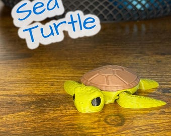 Flexi gelede zeeschildpad – schattig 3D-geprint schildpadspeelgoed | Swimmy Turtle Fidget Animal