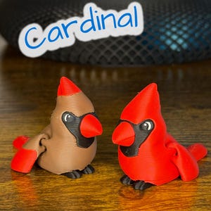 Clever Cardinal – Gelede 3D-geprinte Flexi-speelgoedvogel met uitklapbare poten | Fidgetspeeltje voor vogelliefhebbers