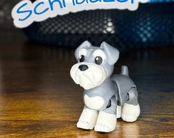 Schnauzer articolato stampato in 3D / Giocattolo antistress multicolore con articolazioni snodabili / Simpatico cucciolo da scrivania / Sconti per acquisti all'ingrosso disponibili