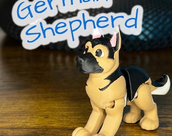 3D Printed Flexi German Shepherd Toy – Articulated Fidget Dog Figurine
