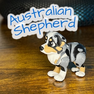 Australian Shepherd Articulated Dog Toy – 3D Printed Fidget Pet with Movable Joints | Bulk Discounts