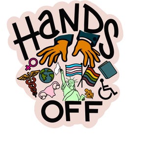 Não toquem em nada! Medicaid, direitos das mulheres, LGBTQ+, direitos das pessoas com deficiência, meio ambiente, direitos trans, educação e nossa liberdade! Adesivo
