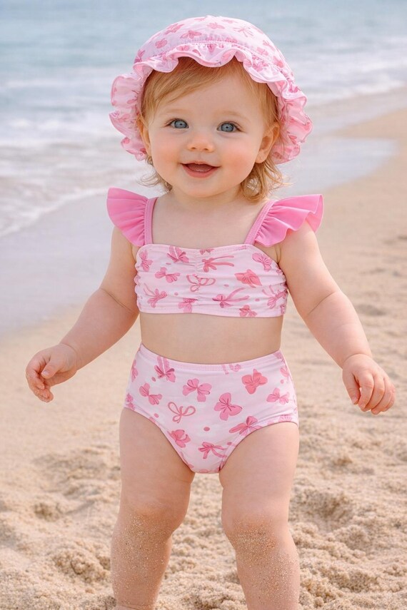 Pink Bow Baby Bikini 12–18M