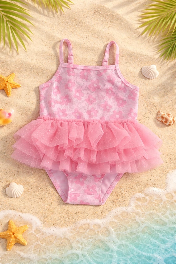 Pink Baby Girl tutu Swimsuit 12-18M