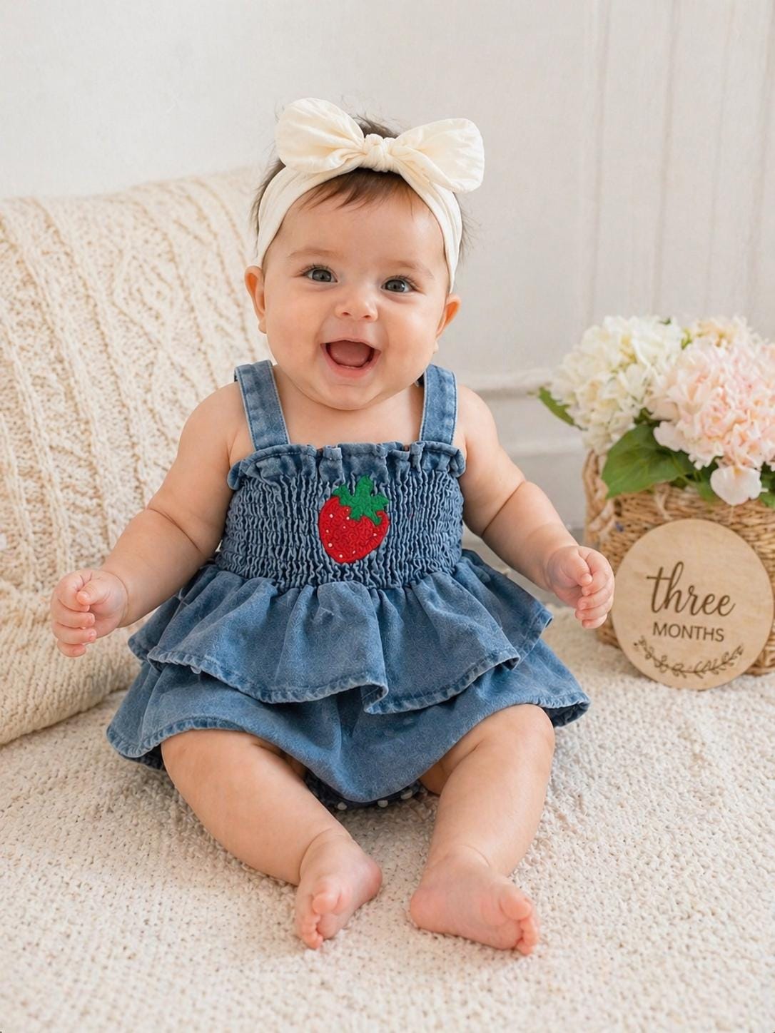 newborn denim dress Denim dress with embroidery and ruffles for newborn girls, blue – ZIPPY