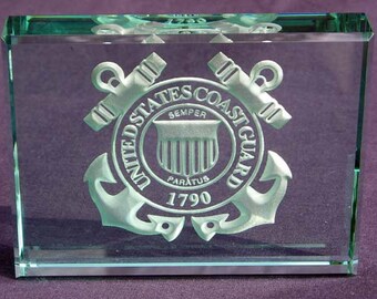 Gorgeous Vintage AMERICAN Made UNITED STATED DEPT. OF NAVY Art Glass Paperweight