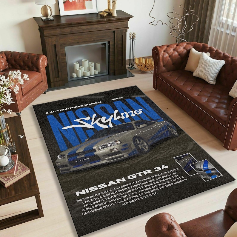 Nissan Gt R Rug Nissan Skyline R34 Rug, Automotive Decor, Personalized Car Rug - Etsy ...