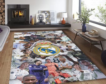 Real Madrid Football Rug, Modern Tapestry Rug, Kid Room Decor