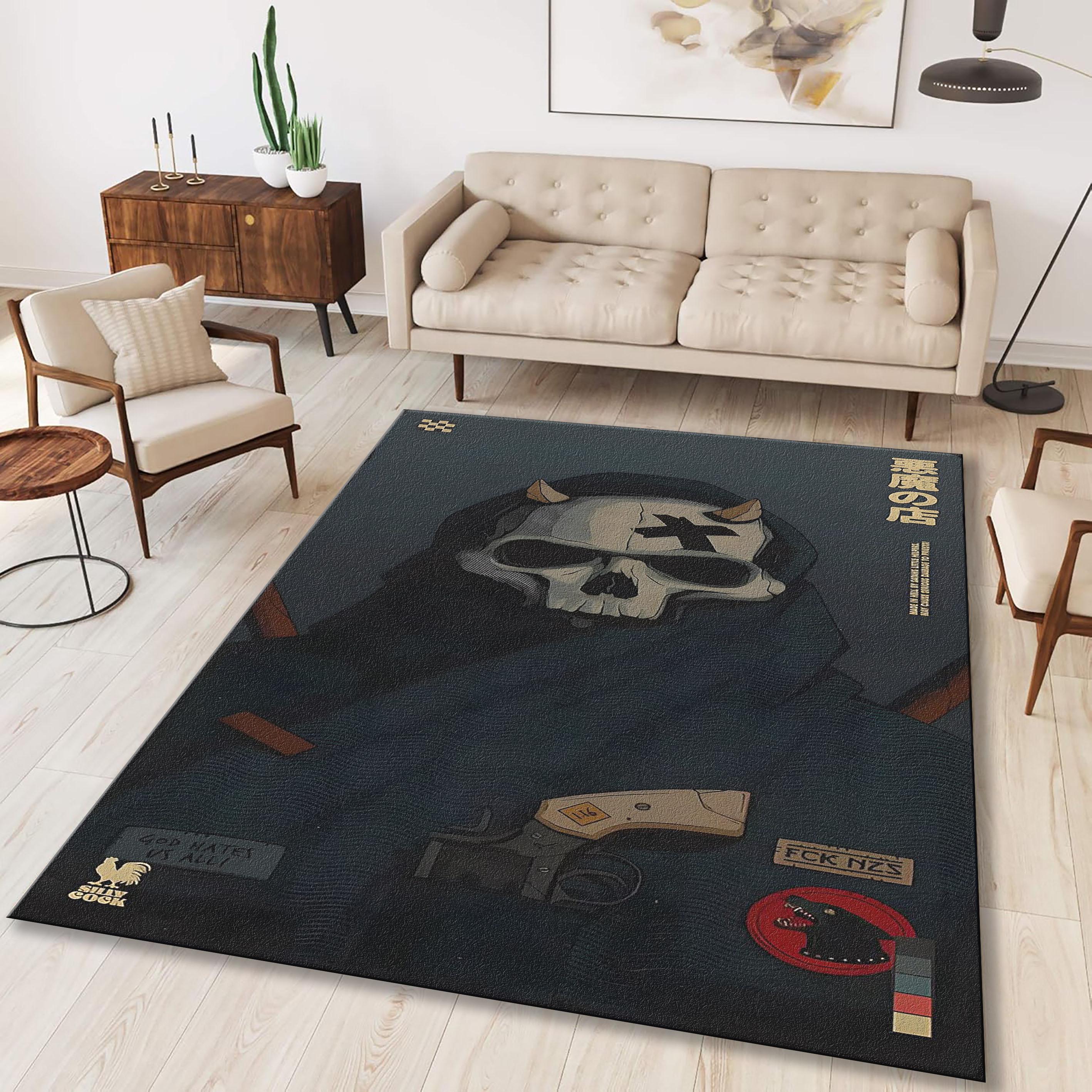 Anime Samurai Skull Rug, Personalized Decor - Etsy
