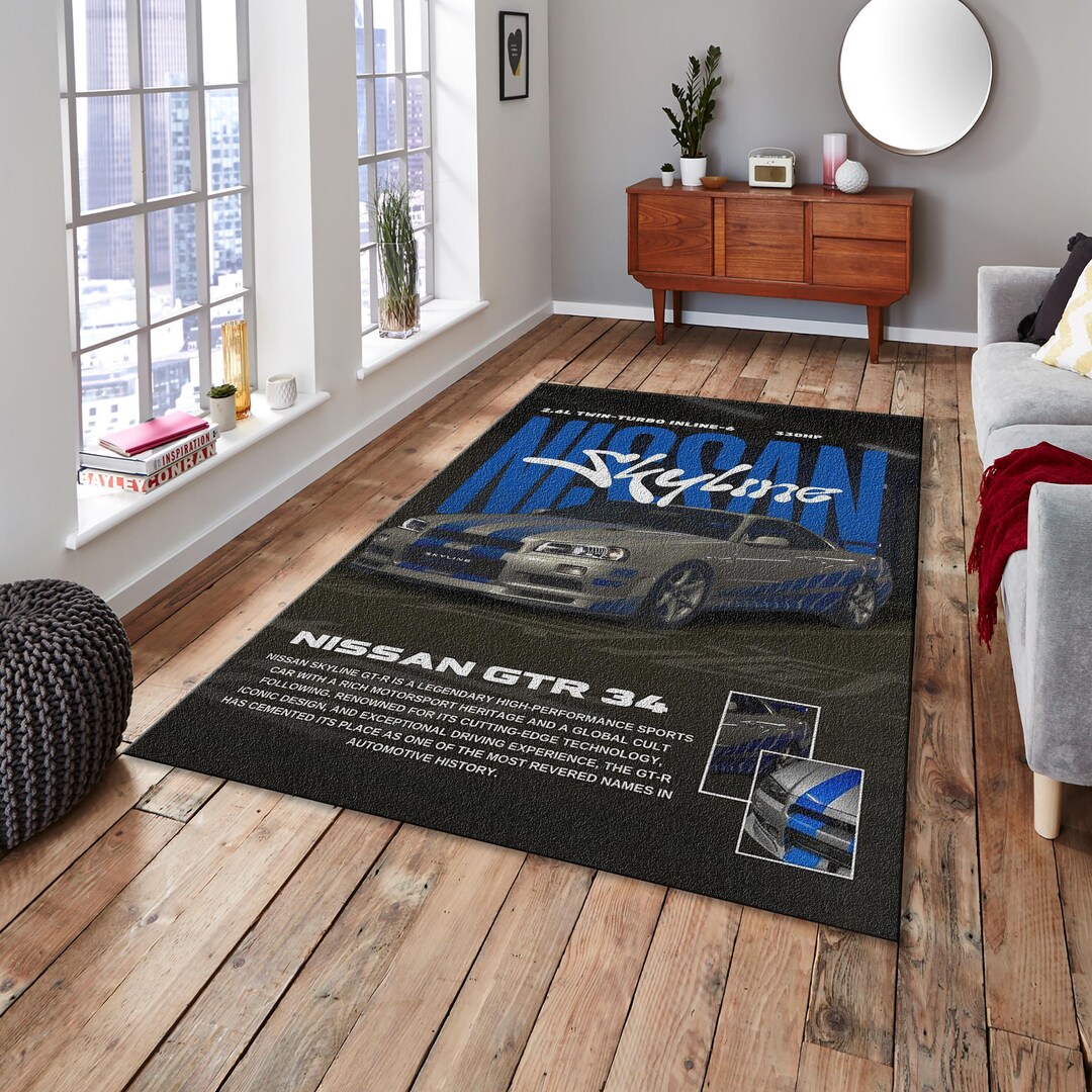 Nissan Skyline R34 Rug, Automotive Decor, Personalized Car Rug - Etsy