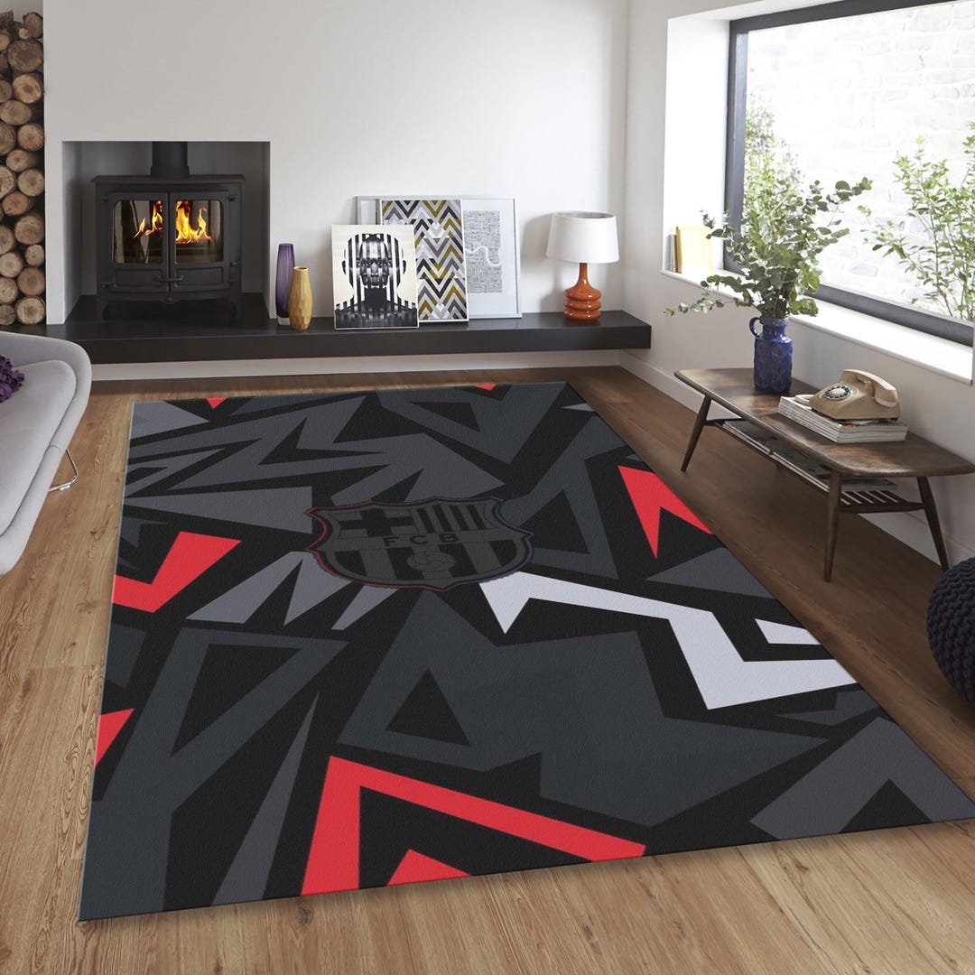 FC Barcelona Rug, Modern Geometric Tapestry, Personalized Team Rug - Etsy