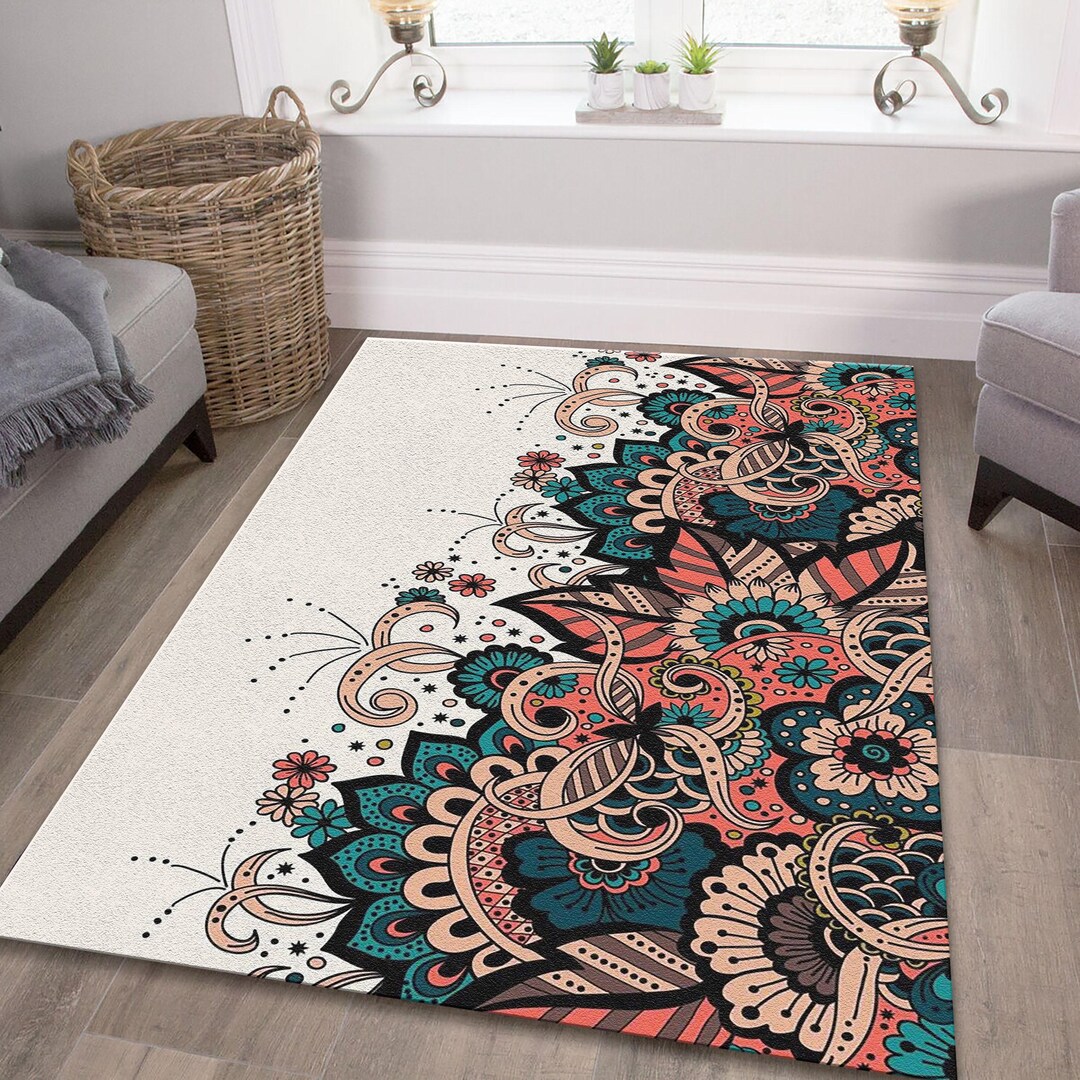 Mandala Rug Design Floral Mandala Area Rug, Custom Design - Etsy