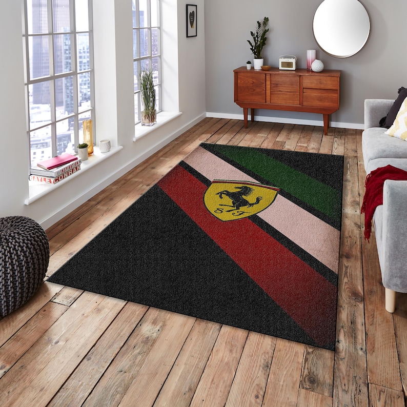 Ferrari Flag Area Rug, Personalized Automotive Decor - Etsy