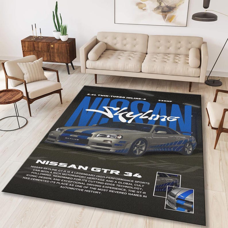 Nissan Gt R Rug Nissan Skyline R34 Rug, Automotive Decor, Personalized Car Rug - Etsy ...