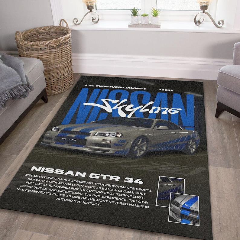 Nissan Gt R Rug Nissan Skyline R34 Rug, Automotive Decor, Personalized Car Rug - Etsy ...