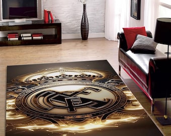 Real Madrid Crest Rug, Modern Club Fan Decor