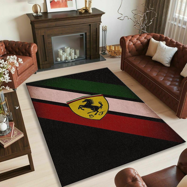 Rectangular Rug Emblem Ferrari Flag Area Rug, Personalized Automotive Decor - Etsy
