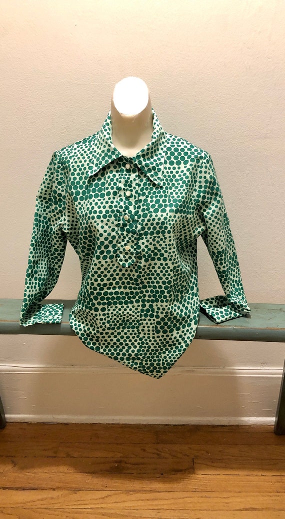 MCM Vintage 1960's Deep and Pale Greens Polka Dots