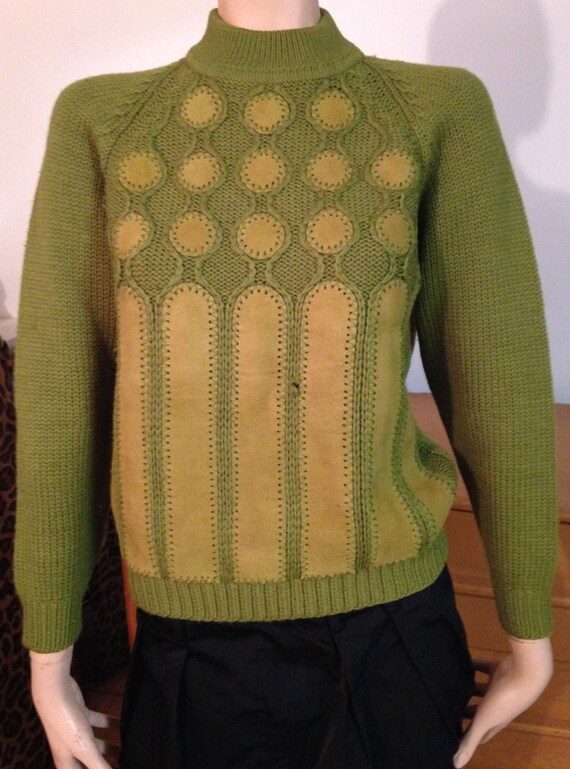 Wool Swede Green Sweater Polka Dots Chartreuse Sma