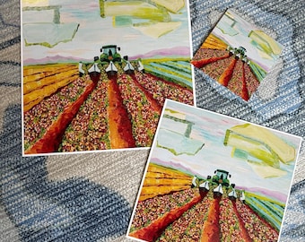Pullin' Peanuts | Peanut Farm Art Print | Georgia Peanut Farm Decor | Southern Farm Wall Art | Peanut Harvest Painting