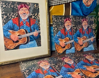 Lámina artística de Willie Nelson: Decoración de pared de música country rebelde, 8x10 Arte pop sureño
