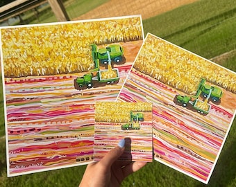 American Corn Print | Corn Harvest Print | Farmhouse Wall Art | Farmer Gift | Agriculture Decor | Country Farm Art | Colorful Farm Print