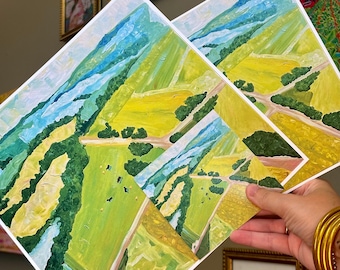 ABOVE IT ALL Aerial Mississippi Delta Landscape Print | Southern Farm Acrylic Painting, Square Art