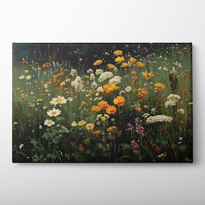 Wildflower Meadow Canvas Art: Rustic Floral Field Scene